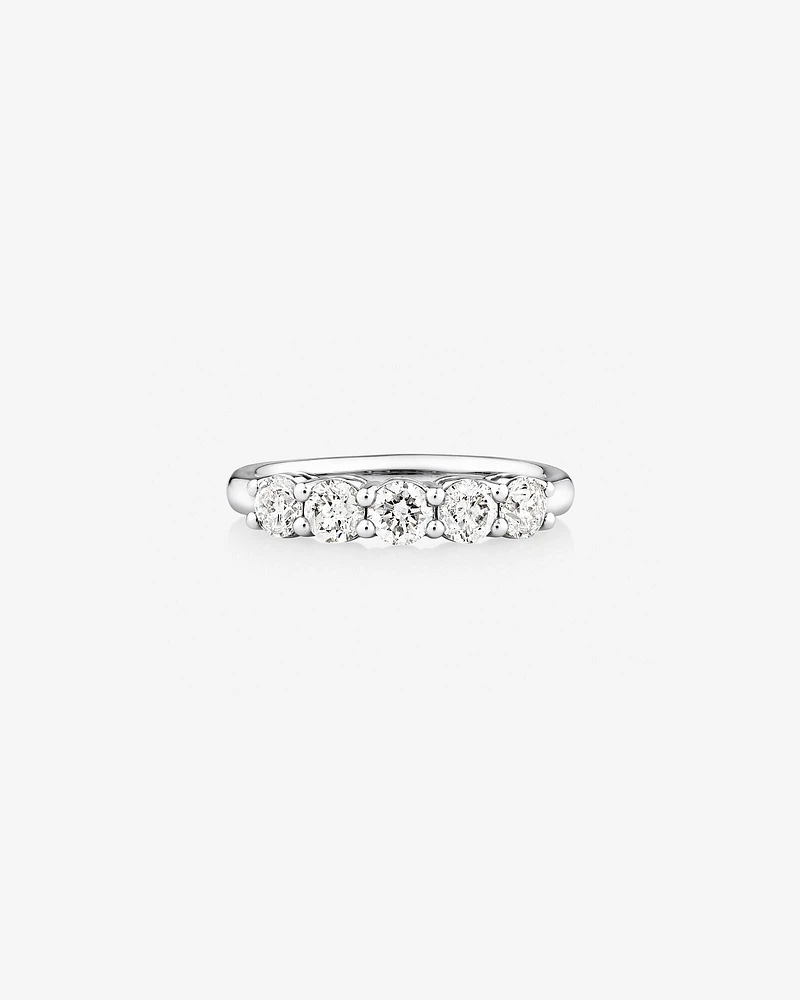 Evermore 5 Stone Wedding Band with 1 Carat TW of Diamonds in 14kt White Gold