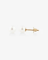 Stud Earrings with 5mm Round Cultured Freshwater Pearl in 10kt Yellow Gold