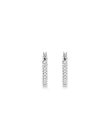 Pavé Cubic Zirconia Small Hoop Earrings in Sterling Silver