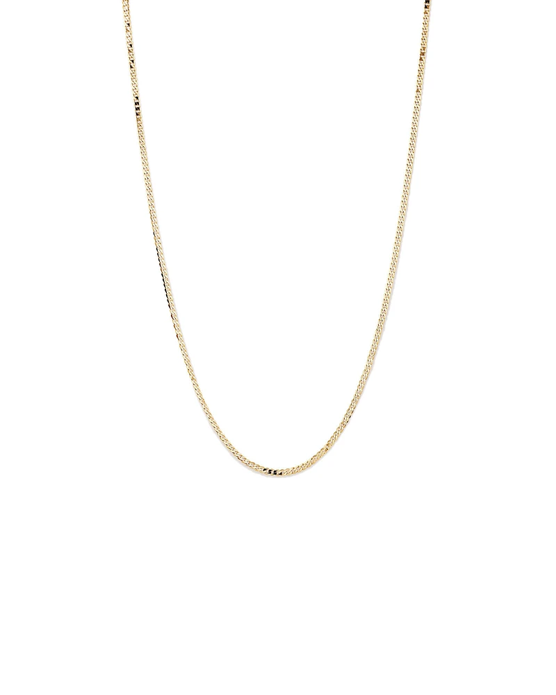 55cm (22") 3mm Width Solid Flat Bevelled Curb Chain in 10kt Yellow Gold