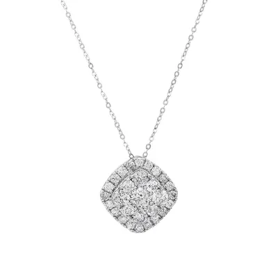 Cluster Pendant with 1 Carat TW of Diamonds 10kt White Gold