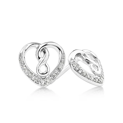 Heart infinitas Earring with 0.12 Carat TW of Diamonds in Sterling Silver