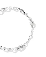 Heart Disc Oval Belcher Bracelet in Sterling Silver