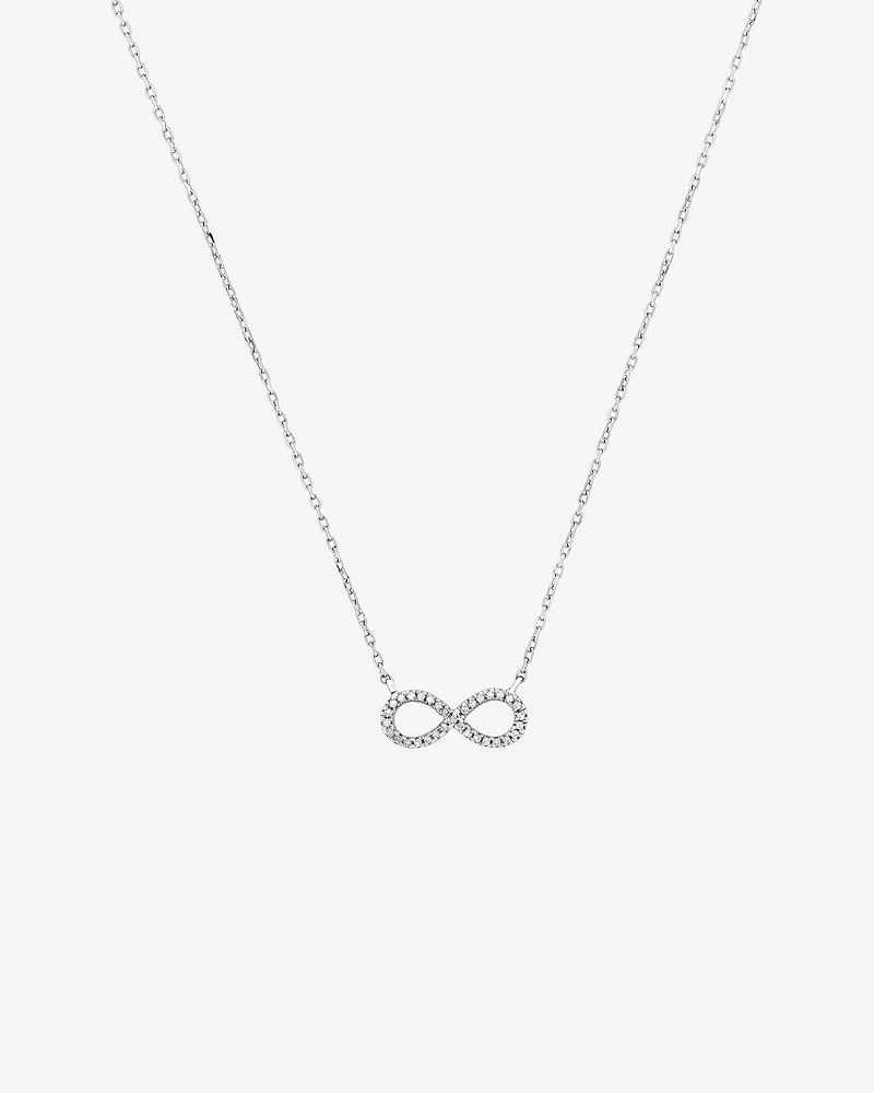 Infinity Necklace with Diamonds in Sterling Silver