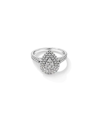 0.65 Carat TW Pear Cluster Halo Diamond Ring in 10kt White Gold