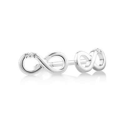 Diamond Accent Infinity Stud Earrings in Sterling Silver