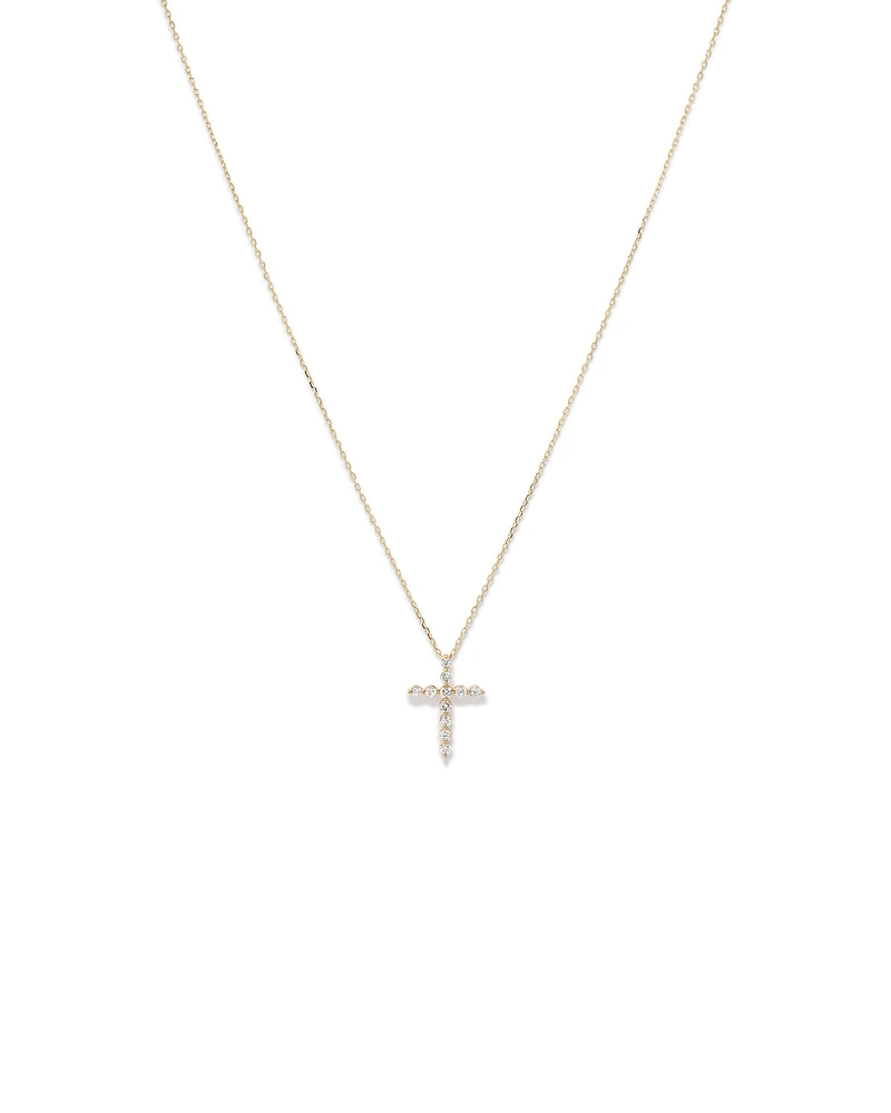 0,25 Carats TW Pendentif croix en diamant monté en or jaune 10kt