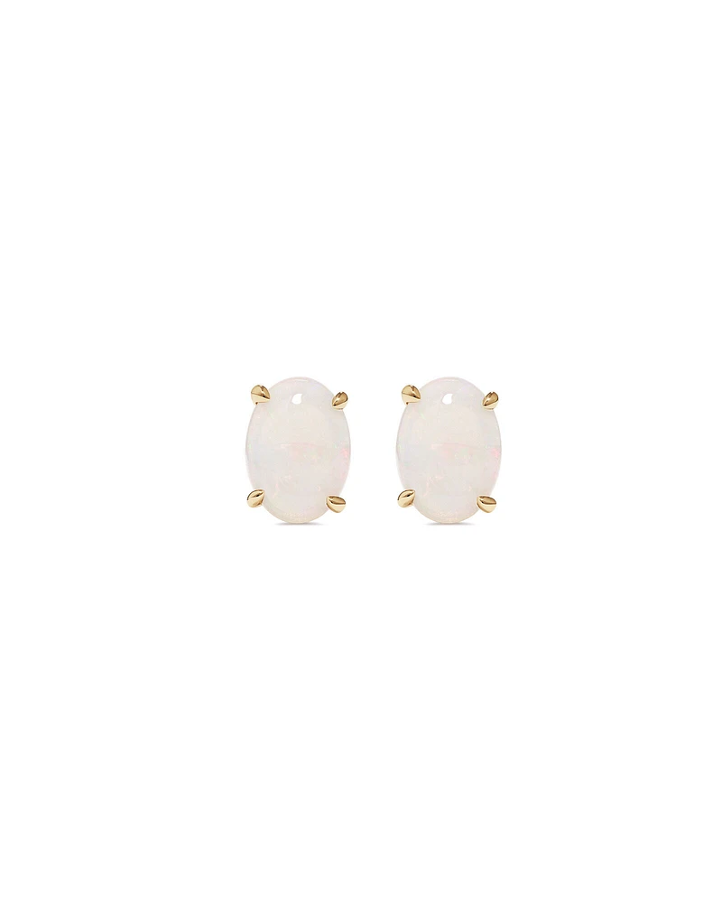 Stud Earrings with Opal in 10kt Yellow Gold