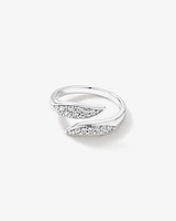 Cubic Zirconia Pointed Open Bypass Ring in Sterling Silver