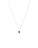 Emerald Cut Red Garnet Gemstone Pendant Necklace in 10kt Yellow Gold