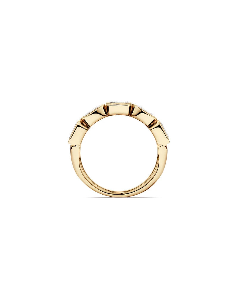 1.50 Carat TW Bezel Set Emerald and Oval Cut Lab-Grown Diamond Wedding Band in 14kt Yellow Gold