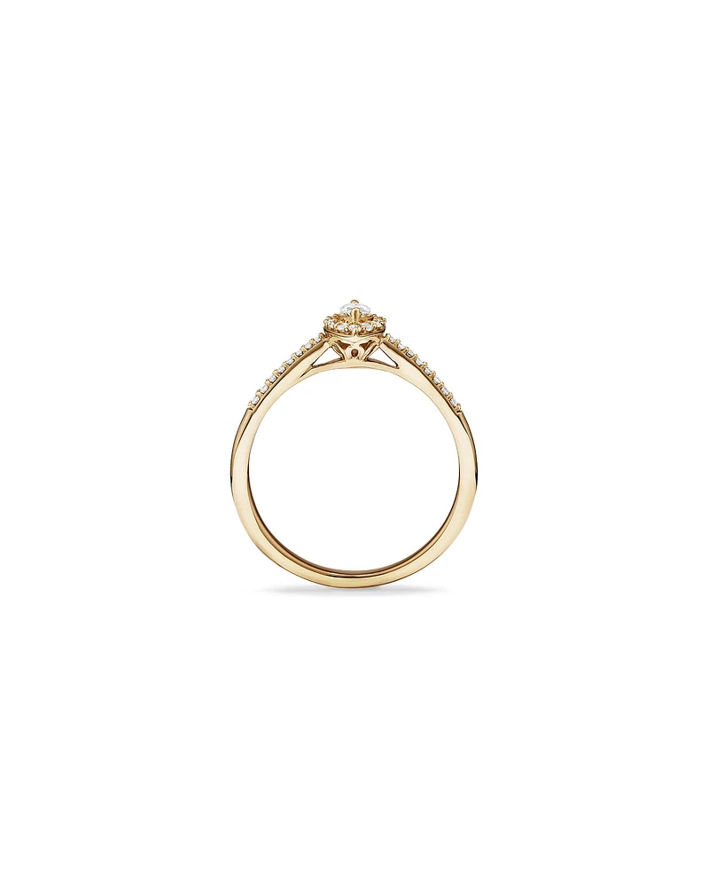 0.20 Carat TW Marquise Cut Diamond Halo Promise Ring in 10kt Yellow Gold