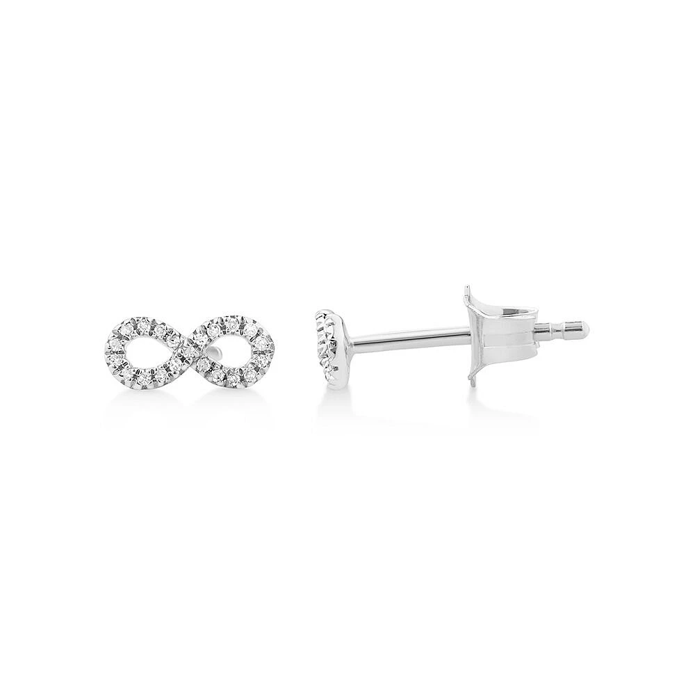 Mini Infinity Earrings with Diamonds in Sterling Silver