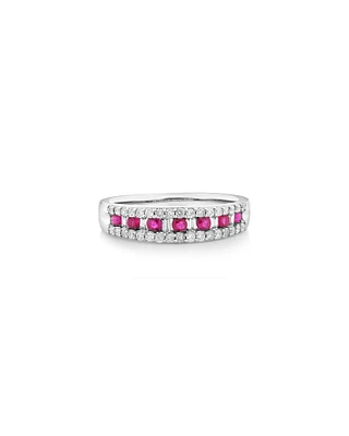 Ring with Ruby & 0.29 Carat TW of Diamonds in 10kt White Gold