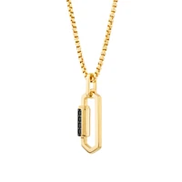 Men's 0.10 Carat TW Black Diamond Pendant on Rounded Box Chain in 10kt Yellow Gold