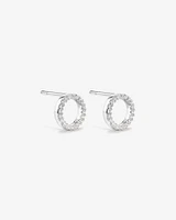 Circle Stud Earrings with Cubic Zirconia in Sterling Silver