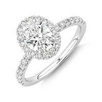 1.78 Carat TW Laboratory-Grown Diamond Oval Halo Ring in 14kt White Gold