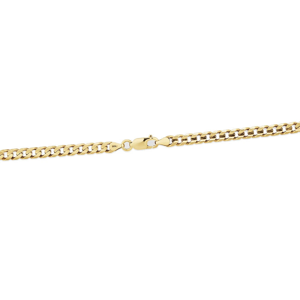 55cm (22") 4.5mm-5mm Width Solid Curb Chain in 10kt Yellow Gold