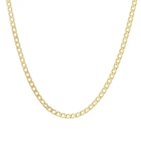 55cm (22") 3mm-3.5mm Width Hollow Curb Chain in 10kt Yellow Gold