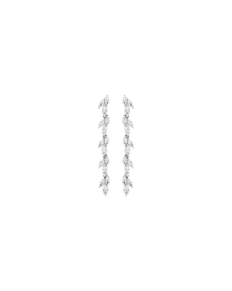 Cubic Zirconia Vine Drop Stud Earrings in Sterling Silver