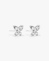 Cubic Zirconia Butterfly Stud Earrings in Sterling Silver