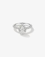 1.30 Carat TW Pear Cut Diamond Pave Halo Engagement Ring in Platinum