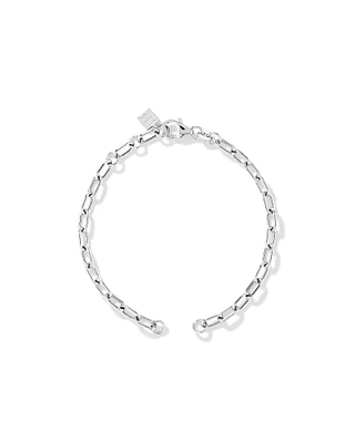 18cm (7") Round Paperclip Open Pendant Bracelet in Sterling Silver