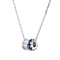 Sapphire & Diamond Dot Dash Rondell Pendant with 0.21 Carat TW in 10kt White Gold