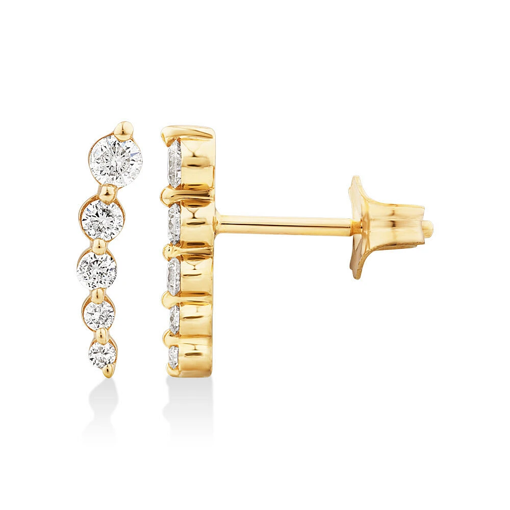 Ear Climbers with 0.25 Carat TW of Diamonds in 10kt Yellow Gold