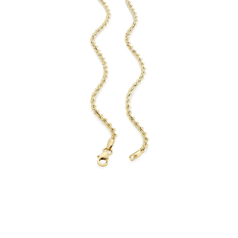 45cm (18") 2.5mm Rope Chain in 10kt Yellow Gold