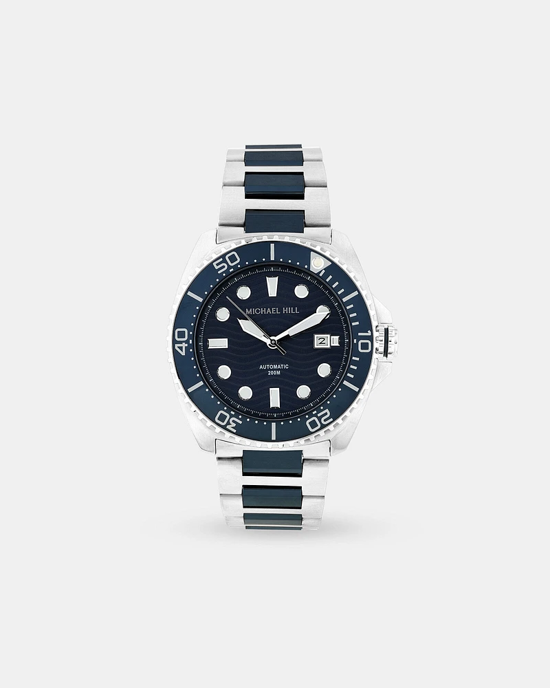 Men's Automatic Two-Tone Watch in Blue Tone Stainless Steel