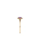 Amethyst & Diamond Scatter Halo Ring in 10kt Yellow Gold