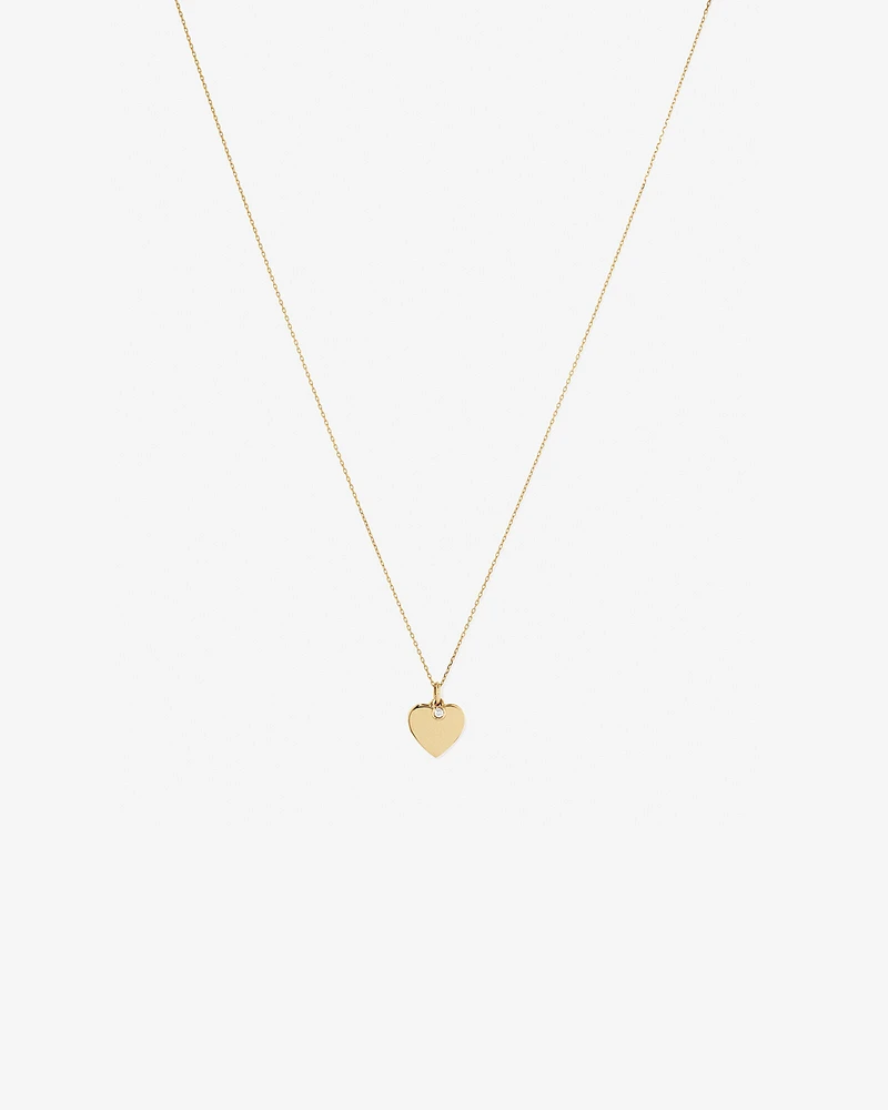 Diamond Charm Heart Pendant Necklace in 10kt Yellow Gold