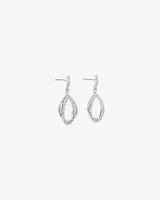 Cubic Zirconia Interlaced Oval Drop Earrings in Sterling Silver