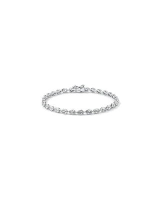 Pear Shaped Cubic Zirconia Bezel Set Tennis Bracelet in Sterling Silver