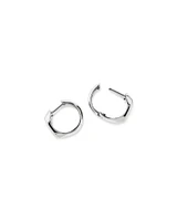 Diamond Star Accent Signet Huggie Hoop Earrings in Sterling Silver