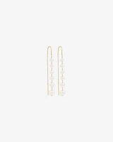 Threader Earrings with Cultured Freshwater Pearls in 10kt Yellow Gold