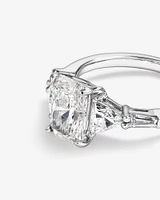 2.86 Carat TW Radiant Cut Laboratory-Grown Diamond Fancy Cut Side Stone Engagement Ring in 14kt White Gold