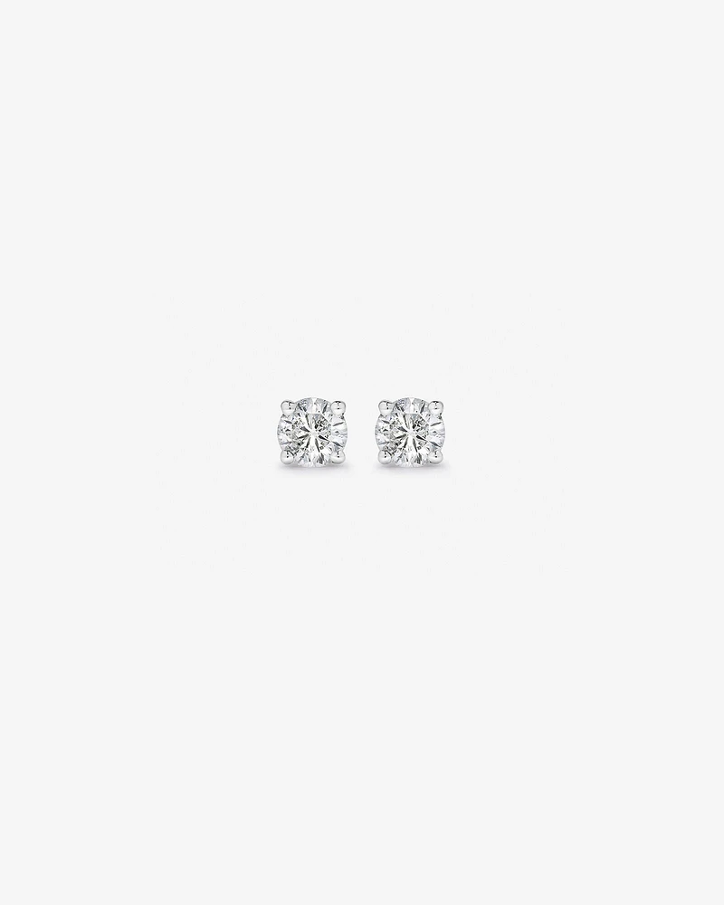 0,25 Carat TW Boucles d'oreilles puces solitaires en or blanc 18kt