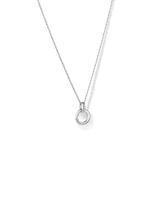 Circle Pendant and Chain with Cubic Zirconia in Sterling Silver