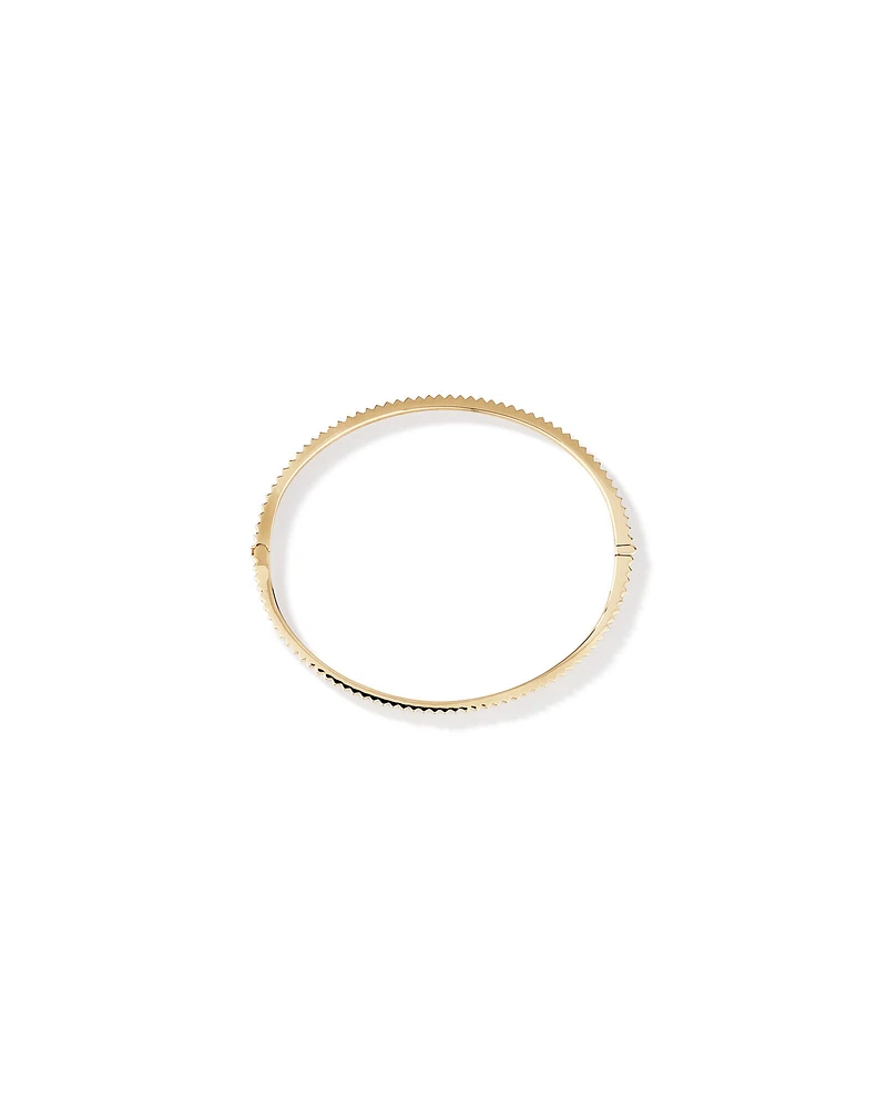 Ribbed Oval Hinge Bangle in 10kt White Gold