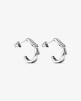 Knot Half Hoop Stud Earrings in Sterling Silver