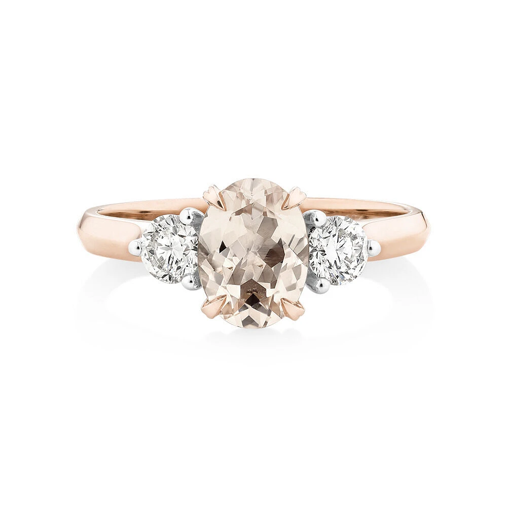 Ring with Morganite & 0.40 Carat TW of Diamonds in 10kt Rose Gold