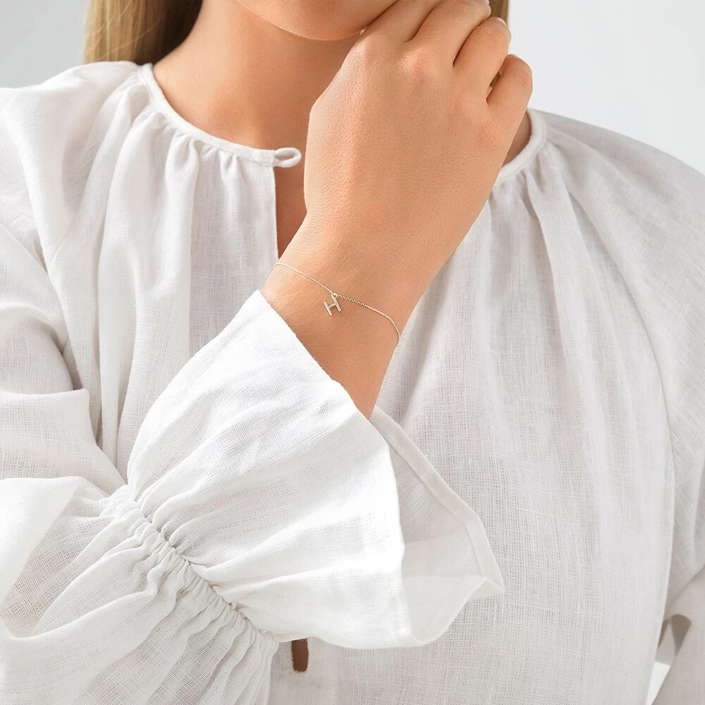 Bracelet à initiale « D » en argent