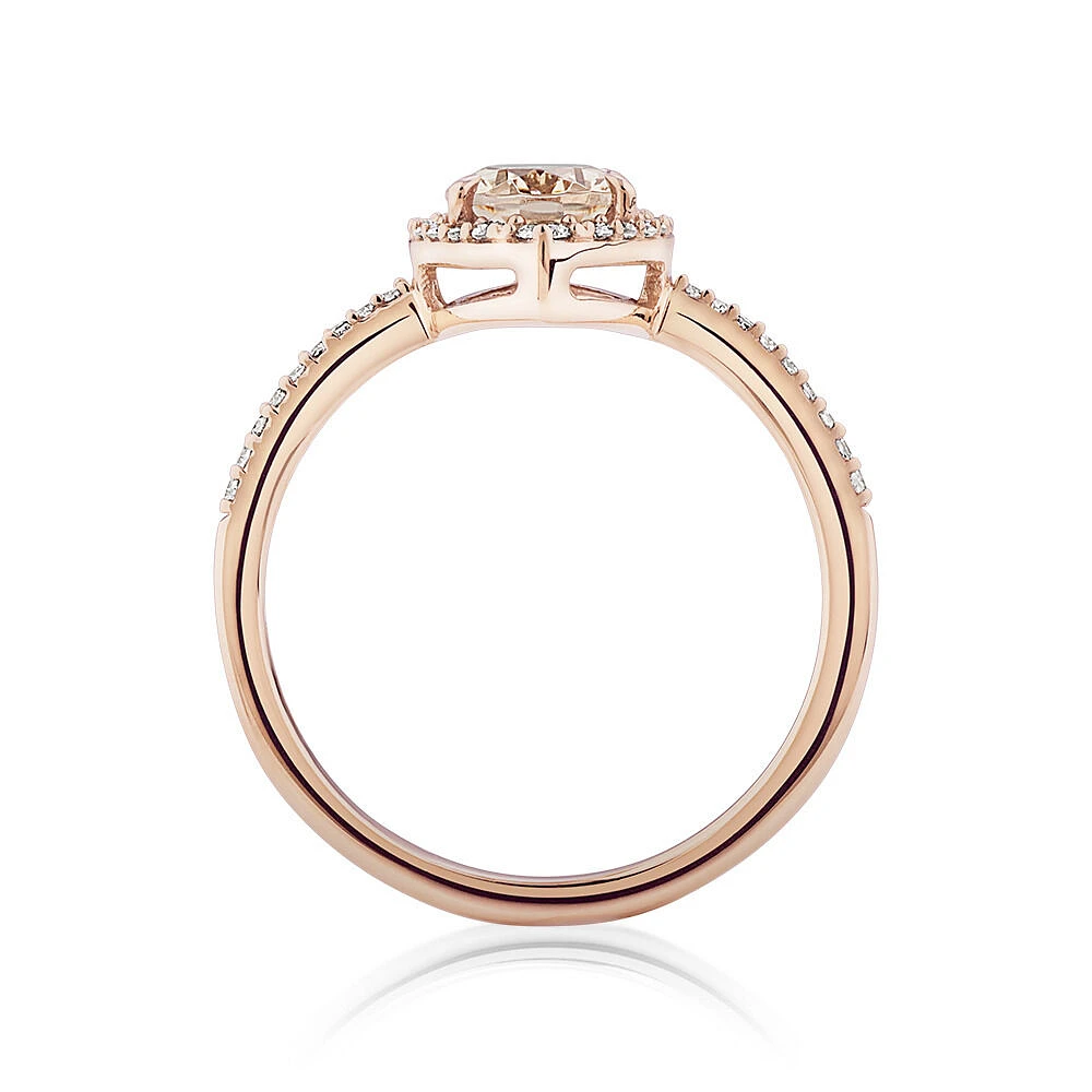 Halo Ring with Morganite & 0.20 Carat TW of Diamonds in 10kt Rose Gold