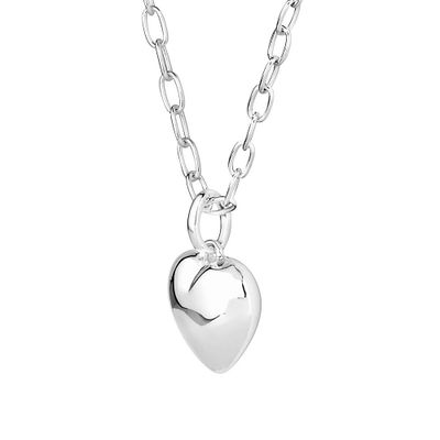 silver solid heart pendant