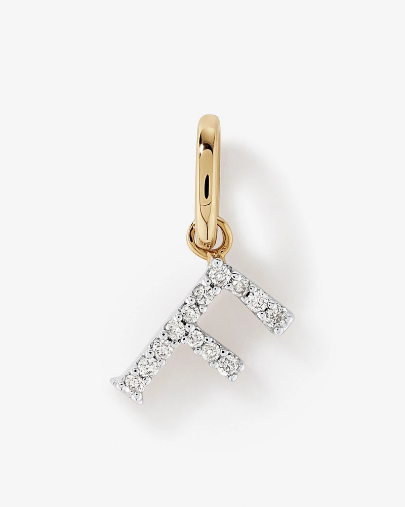 Diamond Letter F Initial Pendant in 10kt Yellow Gold