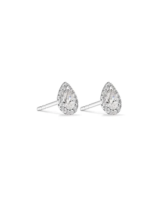 Boucles d'oreilles puces halo poire de 0,45 carat TW en diamant en or blanc 10kt