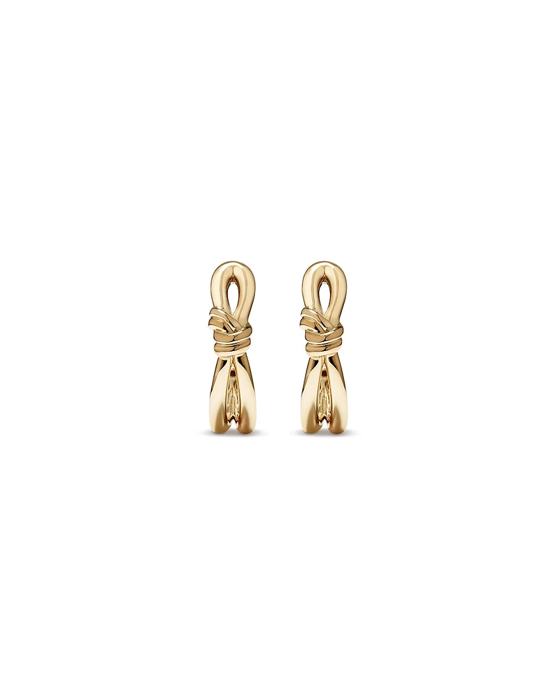 Knot Half Hoop Stud Earrings in 10kt Yellow Gold