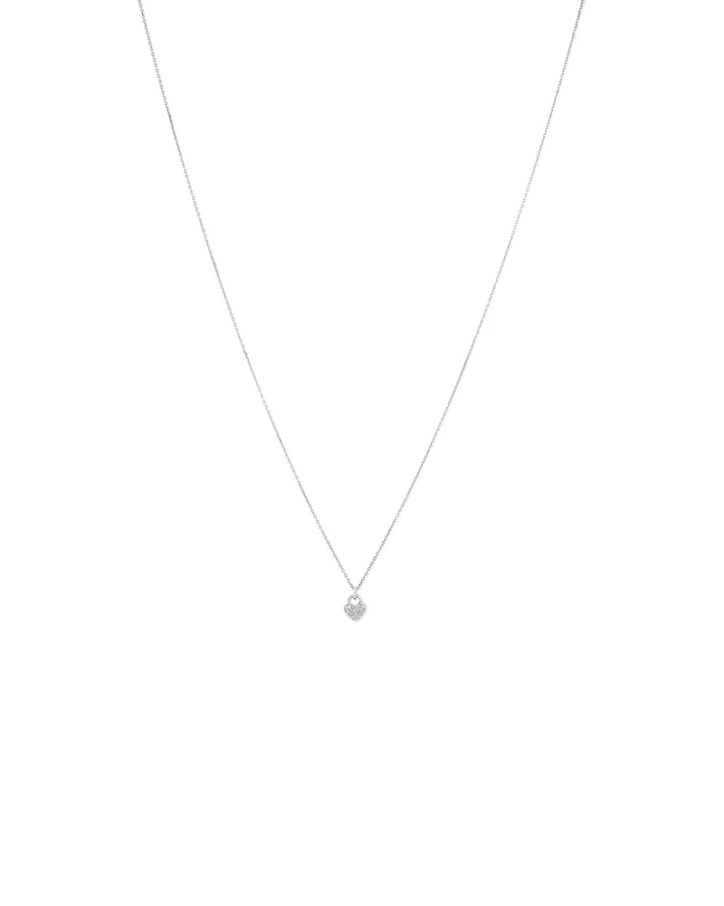 Fine Pave Diamond Heart Pendant Necklace in Sterling Silver